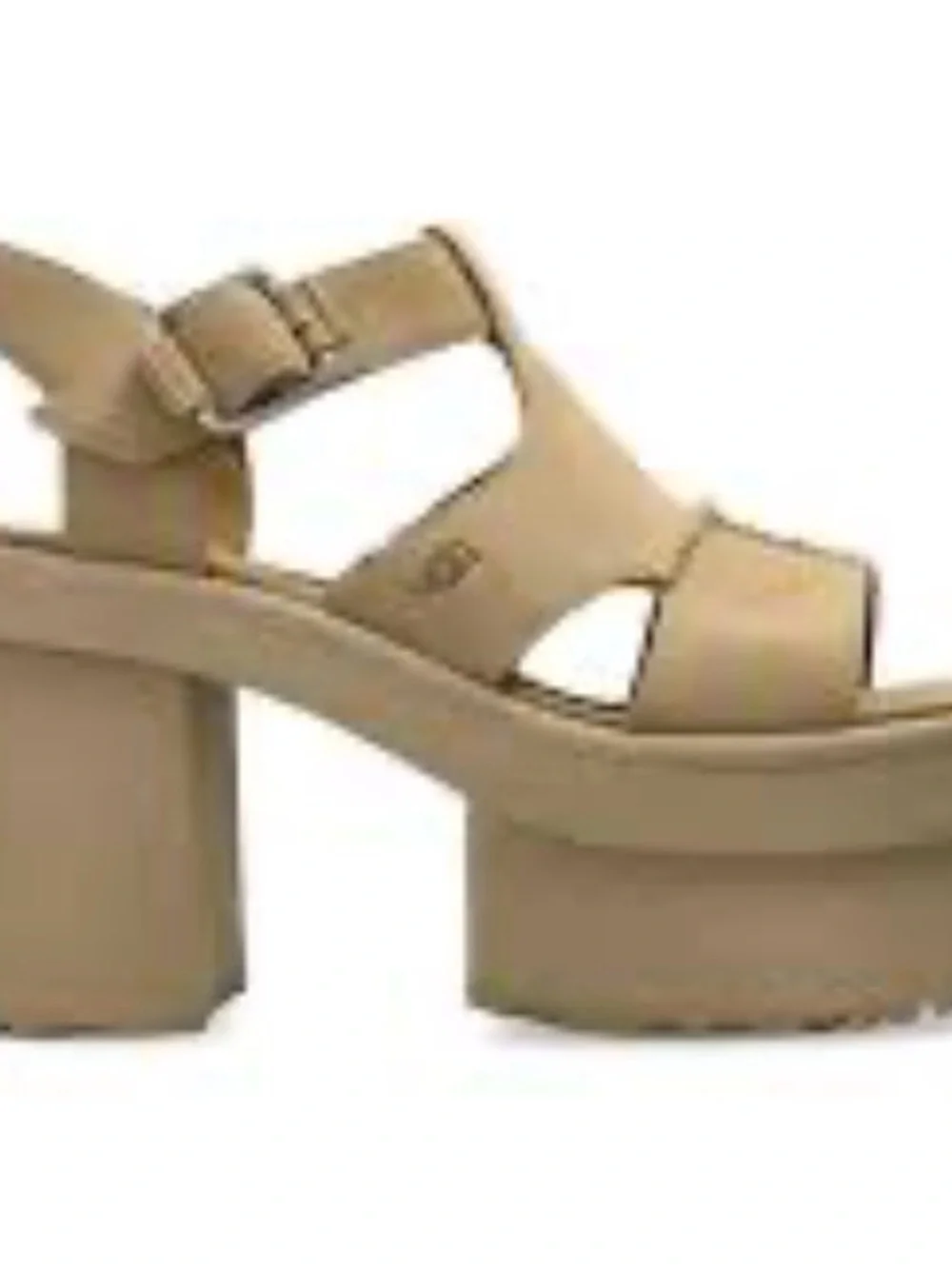 UGG New Heights Platform T-Strap Sandals Suede Mustard Seed Beige 7.5 NWT